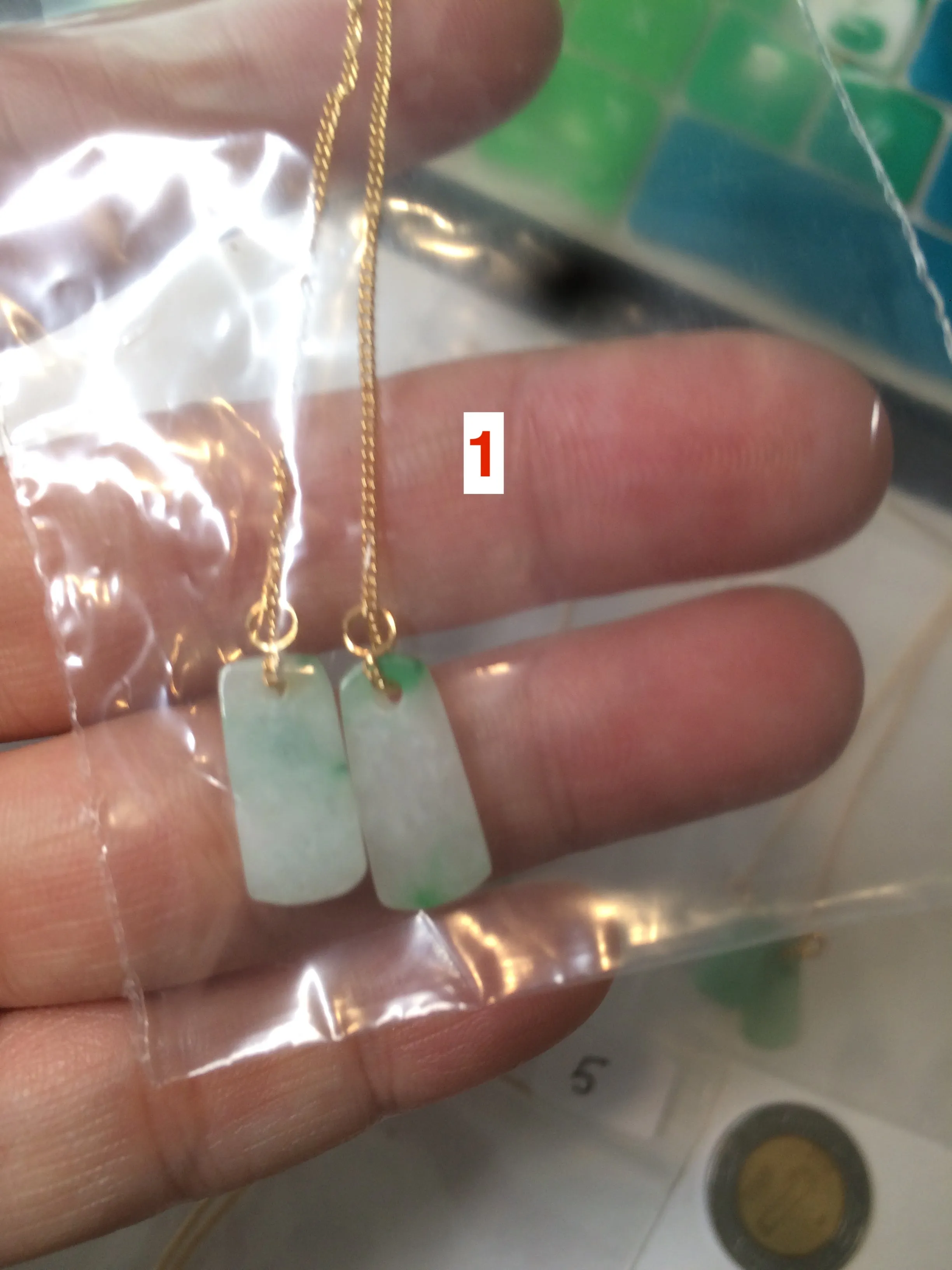 100% Natural icy sunny green/purple safe and sound dangling jadeite Jade earring AT72 (Add on item. No sale individually)