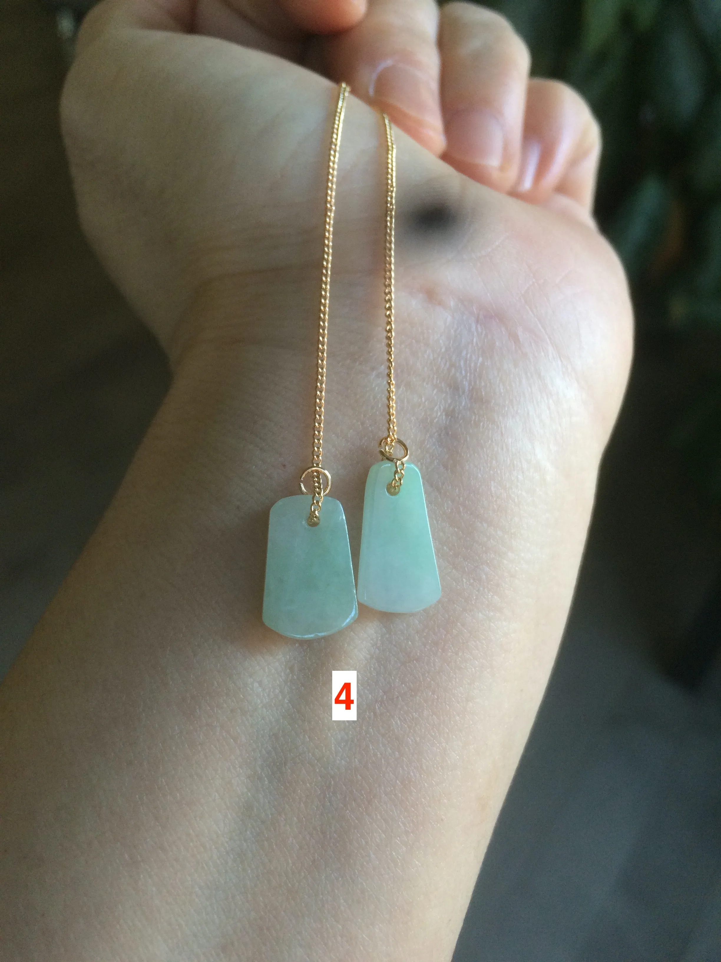 100% Natural icy sunny green/purple safe and sound dangling jadeite Jade earring AT72 (Add on item. No sale individually)