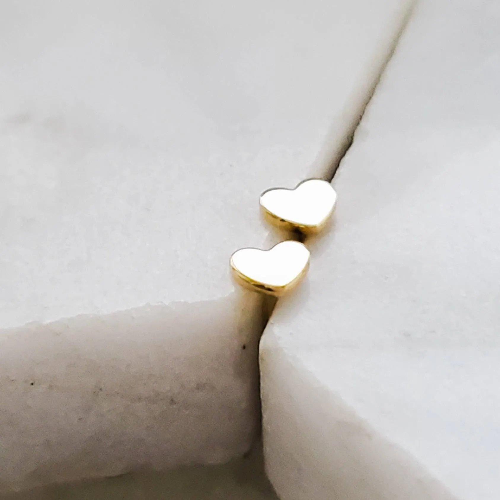 14K Gold Tiny Heart Studs