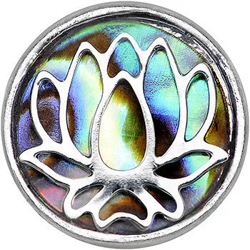 16 Gauge 1/4 Abalone Shell Steel Lotus Flower Tragus Cartilage Earring