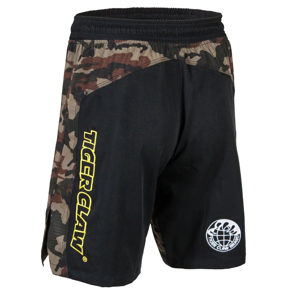 55% OFF - Black Fight Shorts with woodland camo trim