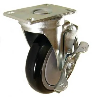 5" x 1-1/4" Polyurethane Swivel Caster with Top Lock Brake - 350 Lbs Capacity