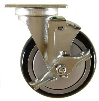 5" x 1-1/4" Polyurethane Swivel Caster with Top Lock Brake - 350 Lbs Capacity