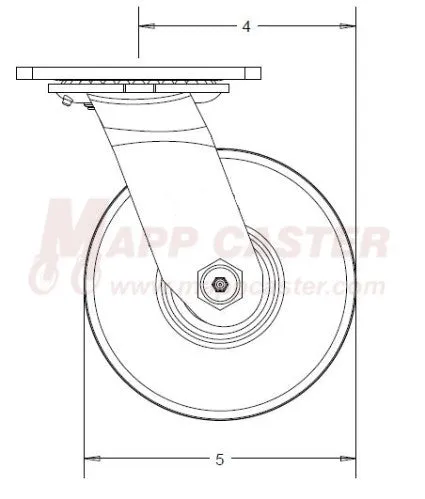 5" x 2" Solid Polyurethane Wheel Swivel Caster - 800 Lbs Capacity