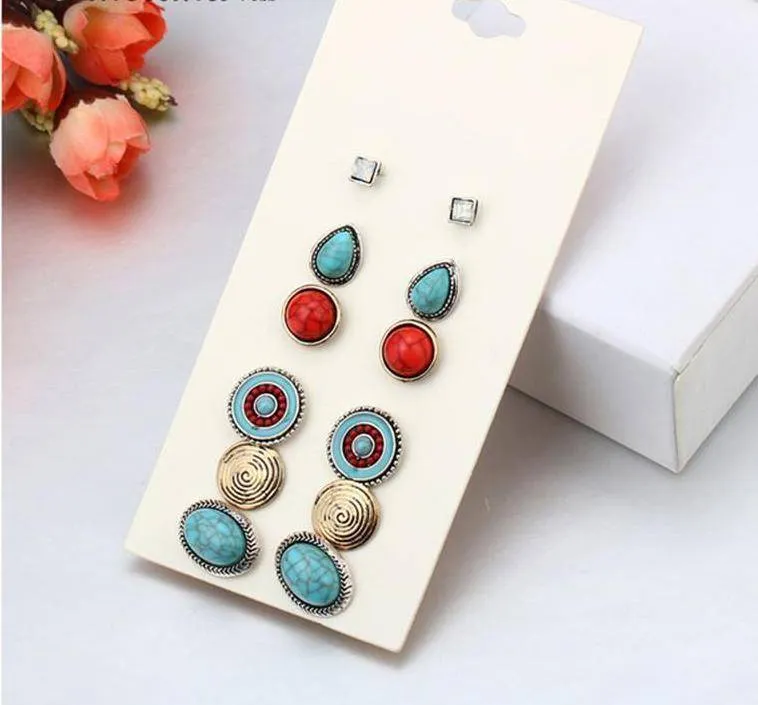 6 Pairs / Set Vintage Bohemian Stud Earrings