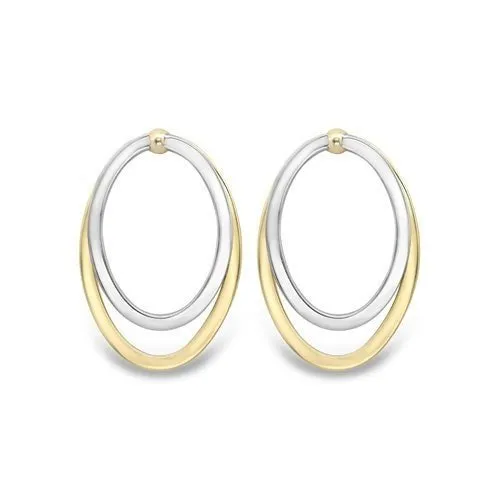 9ct Gold Double Oval Stud Earrings, Timeless Elegance, 20mm, 2.00g, Gift box included