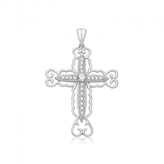 Acotis Silver Pendant Cross with Zirconia G61159