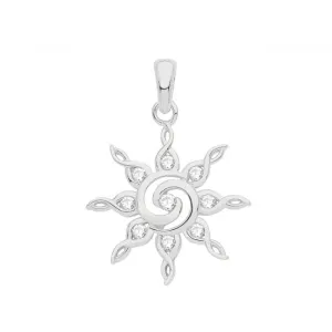 Acotis Silver Pendant Set Rhodium Zirconia Twril Star G61082