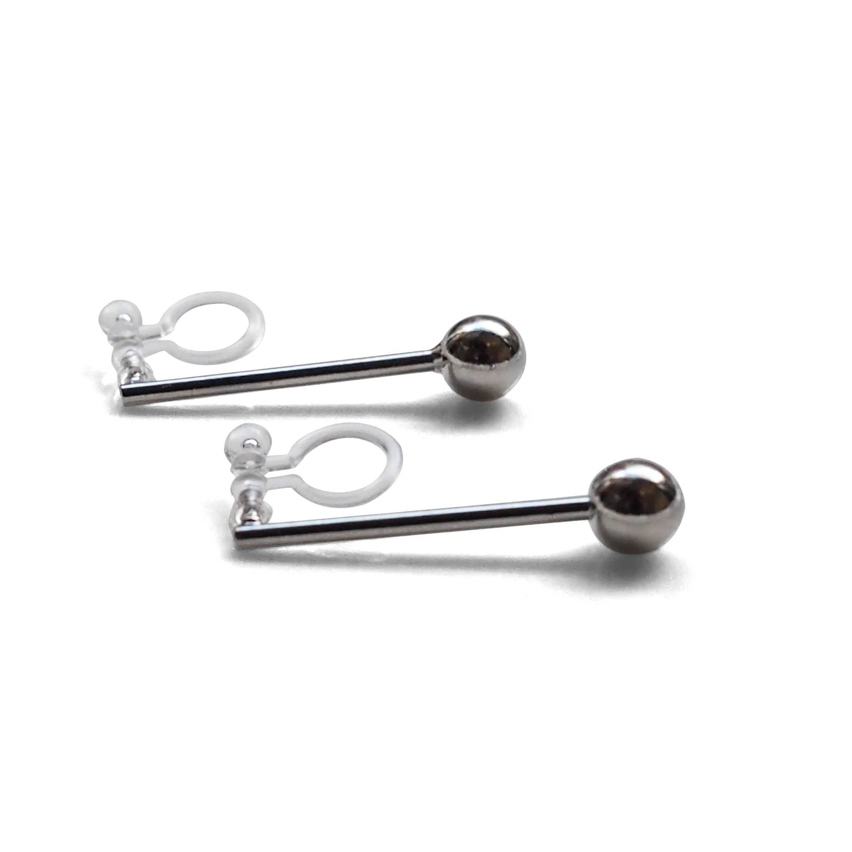 Ball invisible clip on stud earrings ( Silver tone )