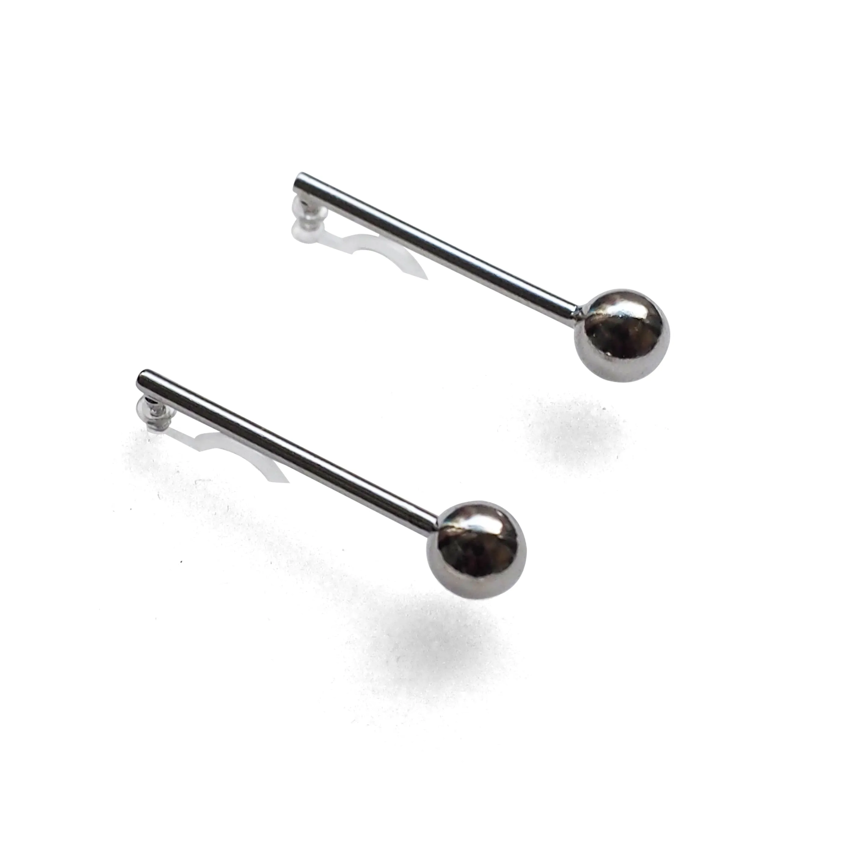 Ball invisible clip on stud earrings ( Silver tone )