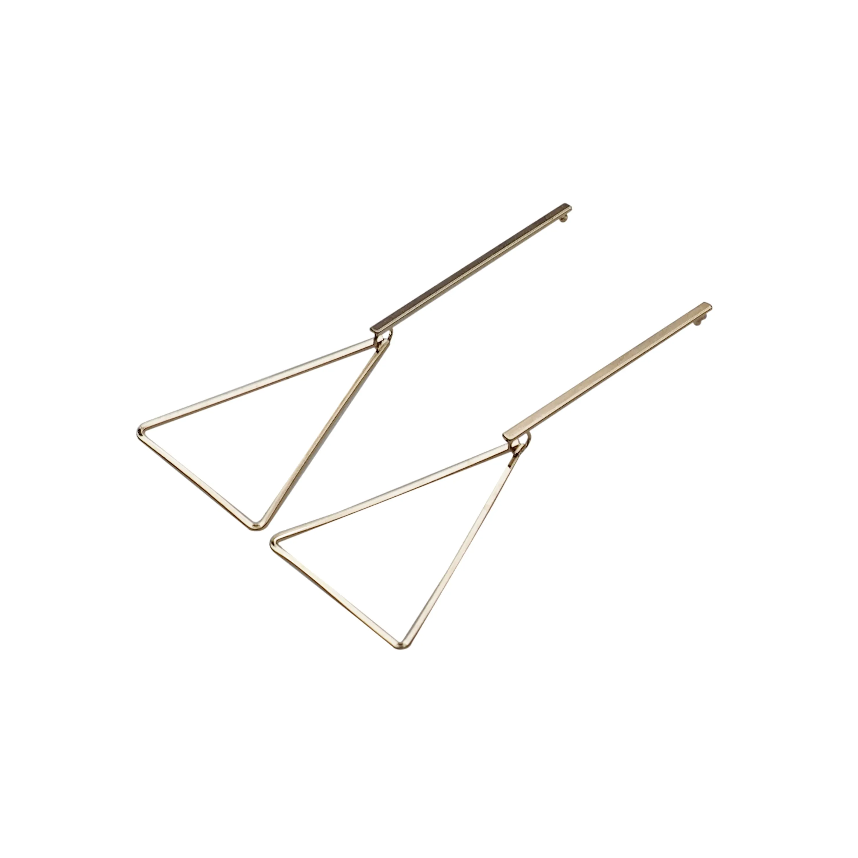 Bar and Triangle Hoop Invisible clip on stud earrings ( Gold tone )