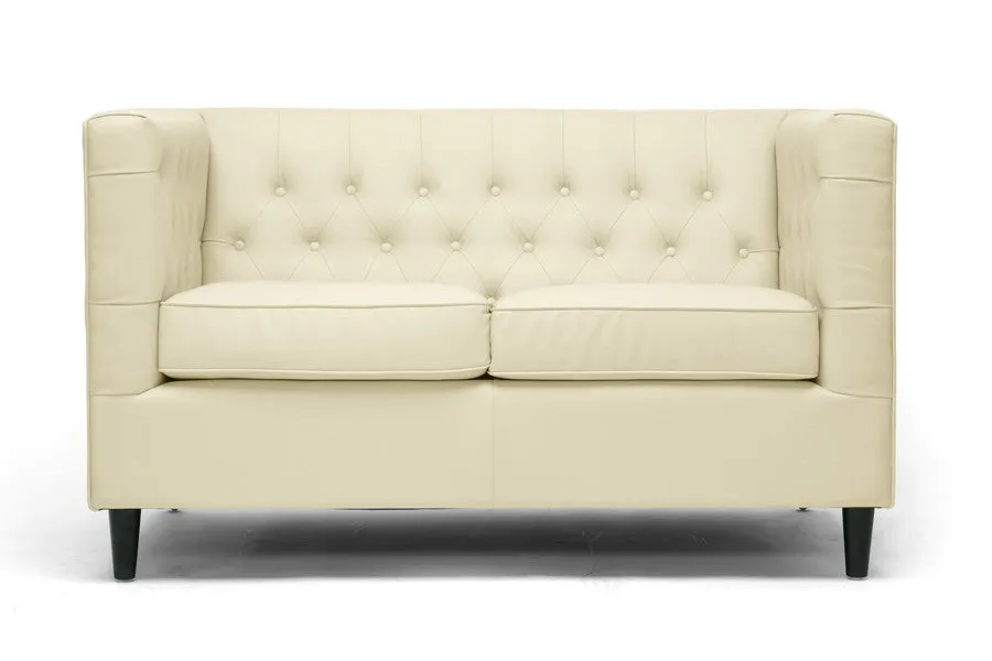 Baxton Studio Darrow Cream Modern Leather Loveseat