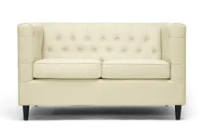 Baxton Studio Darrow Cream Modern Leather Loveseat