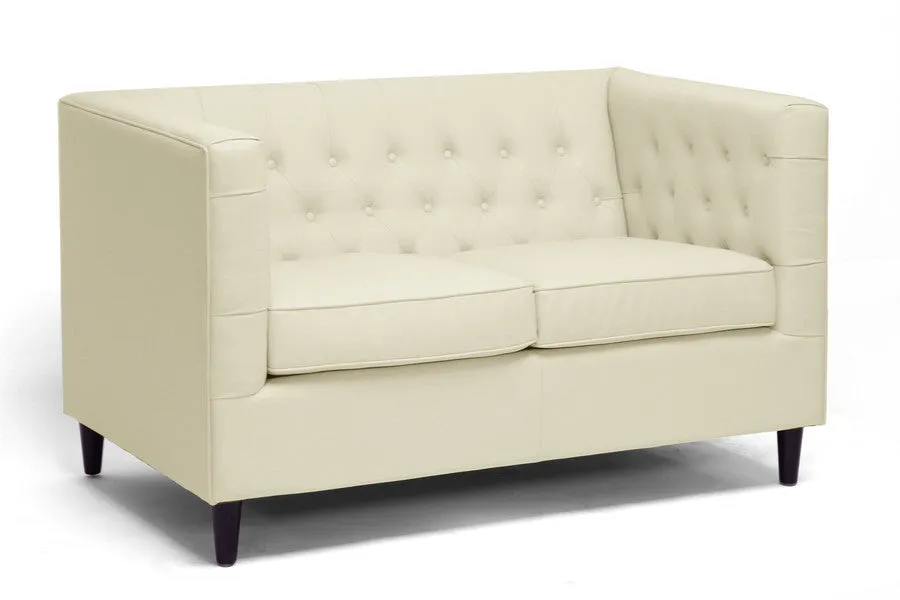 Baxton Studio Darrow Cream Modern Leather Loveseat