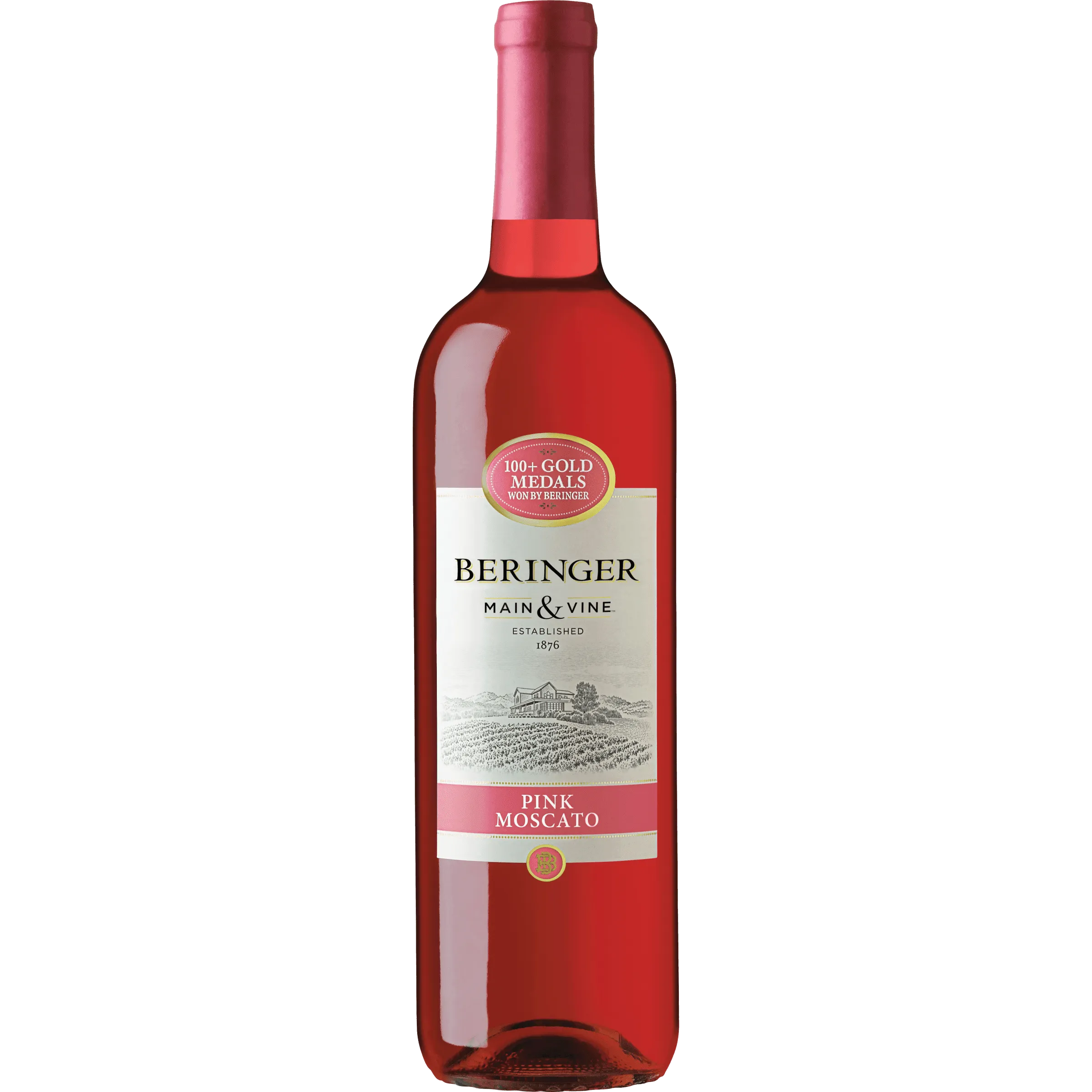 Beringer Main & Vine Pink Moscato California Rose Wine, 750 ml Glass, ABV 13.00%