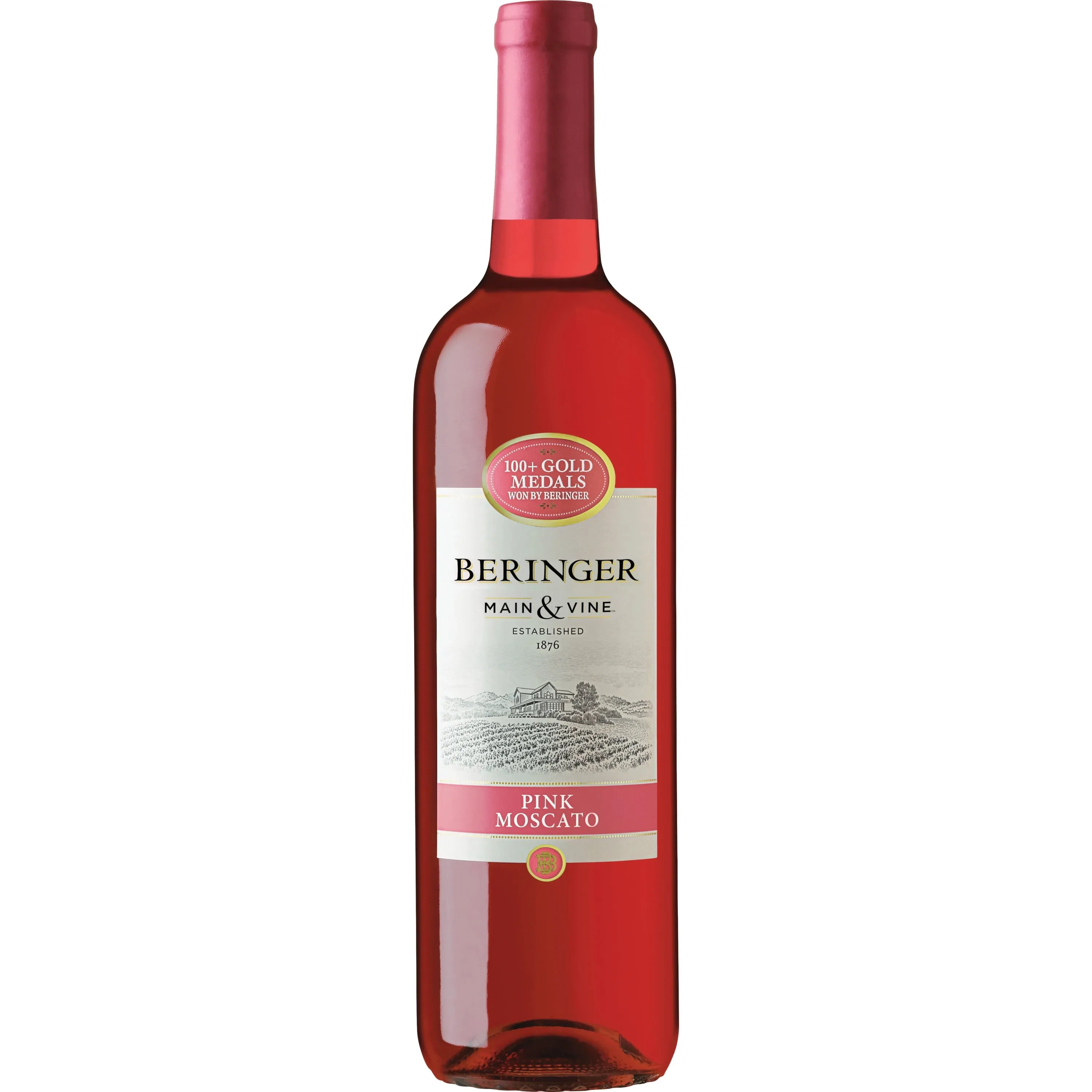 Beringer Main & Vine Pink Moscato California Rose Wine, 750 ml Glass, ABV 13.00%