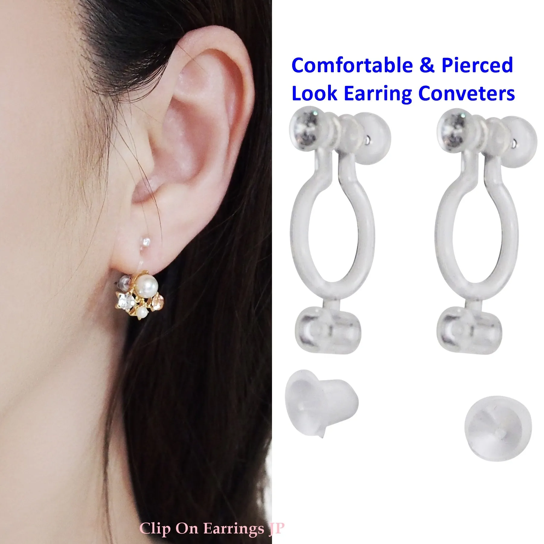 Best seller!  2 pairs of Pierced look and comfortable invisible clip on earring converters