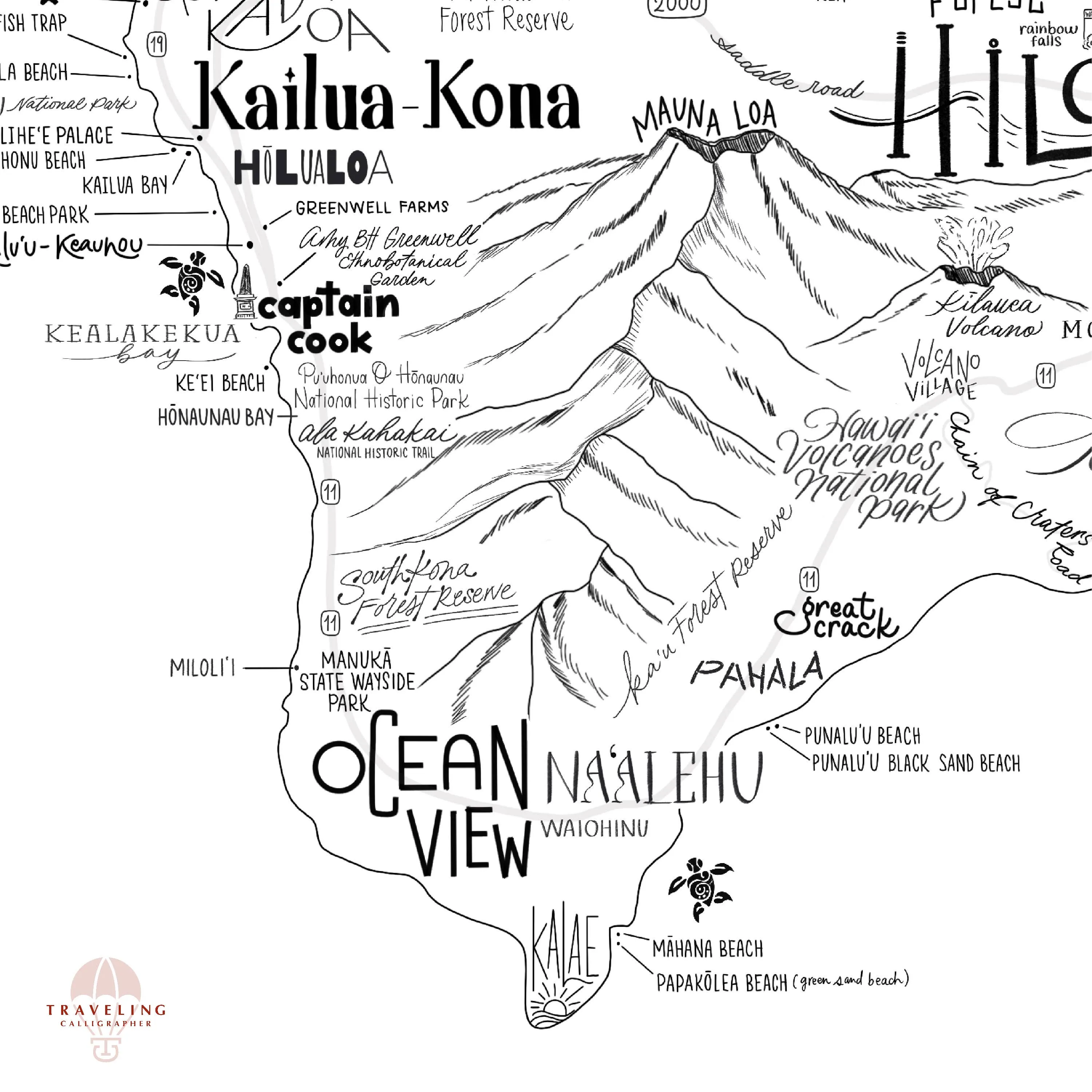 Big Island, HI Neighborhood Map Print