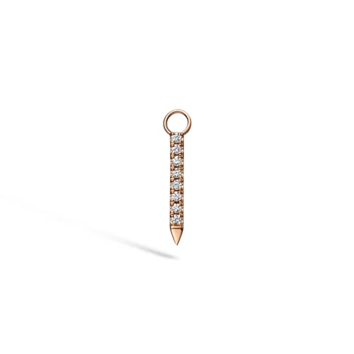 Black and White Diamond Eternity Bar Charm by Maria Tash in 18K Rose Gold.