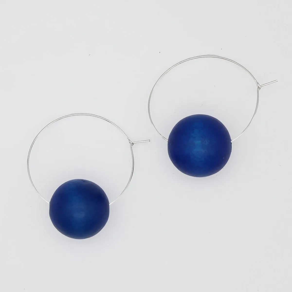 Blue Ball Hoop Dangle Earring