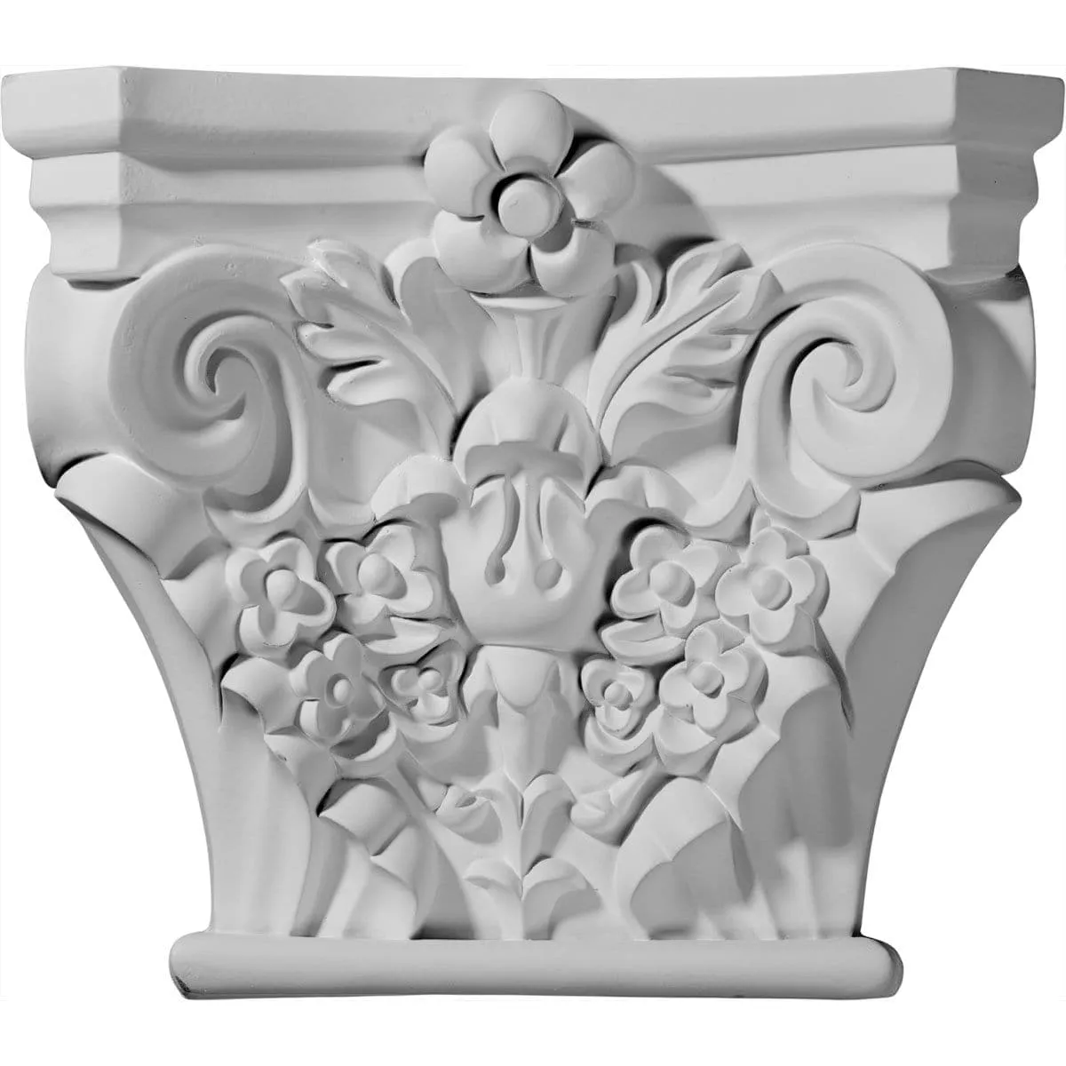 Capital (Fits Pilasters up to 8"W x 1 1/2"D), 11 1/2"W x 3 3/8"D x 10 1/8"H