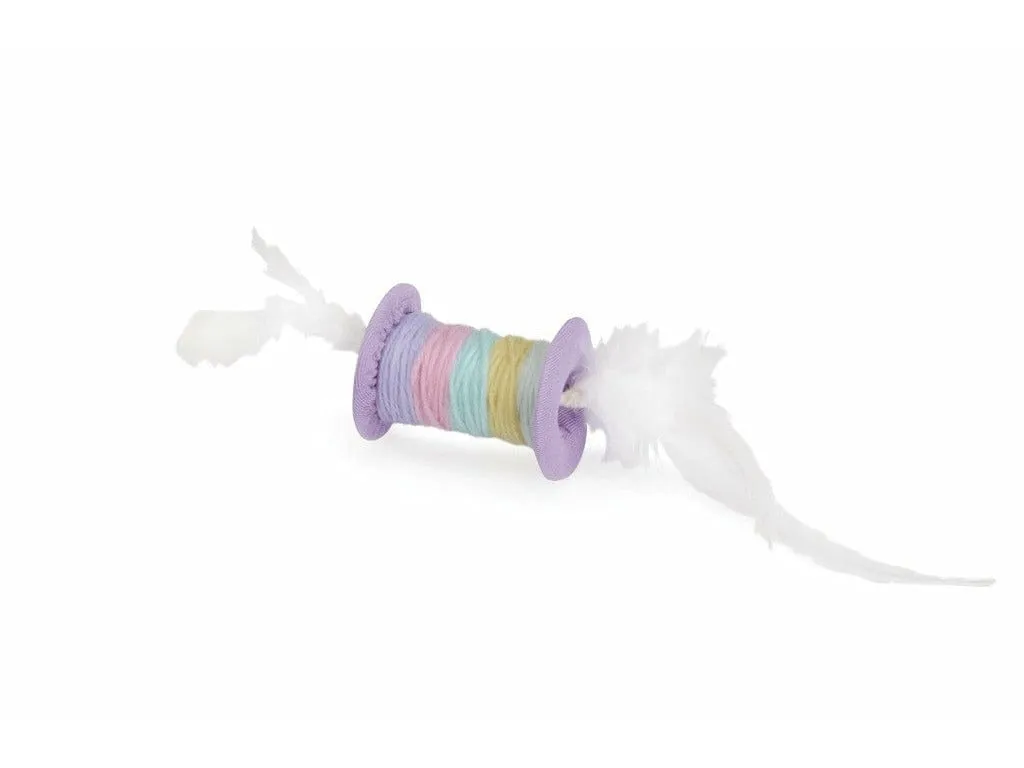 Cat Toy - Coloured Spool With Feathers