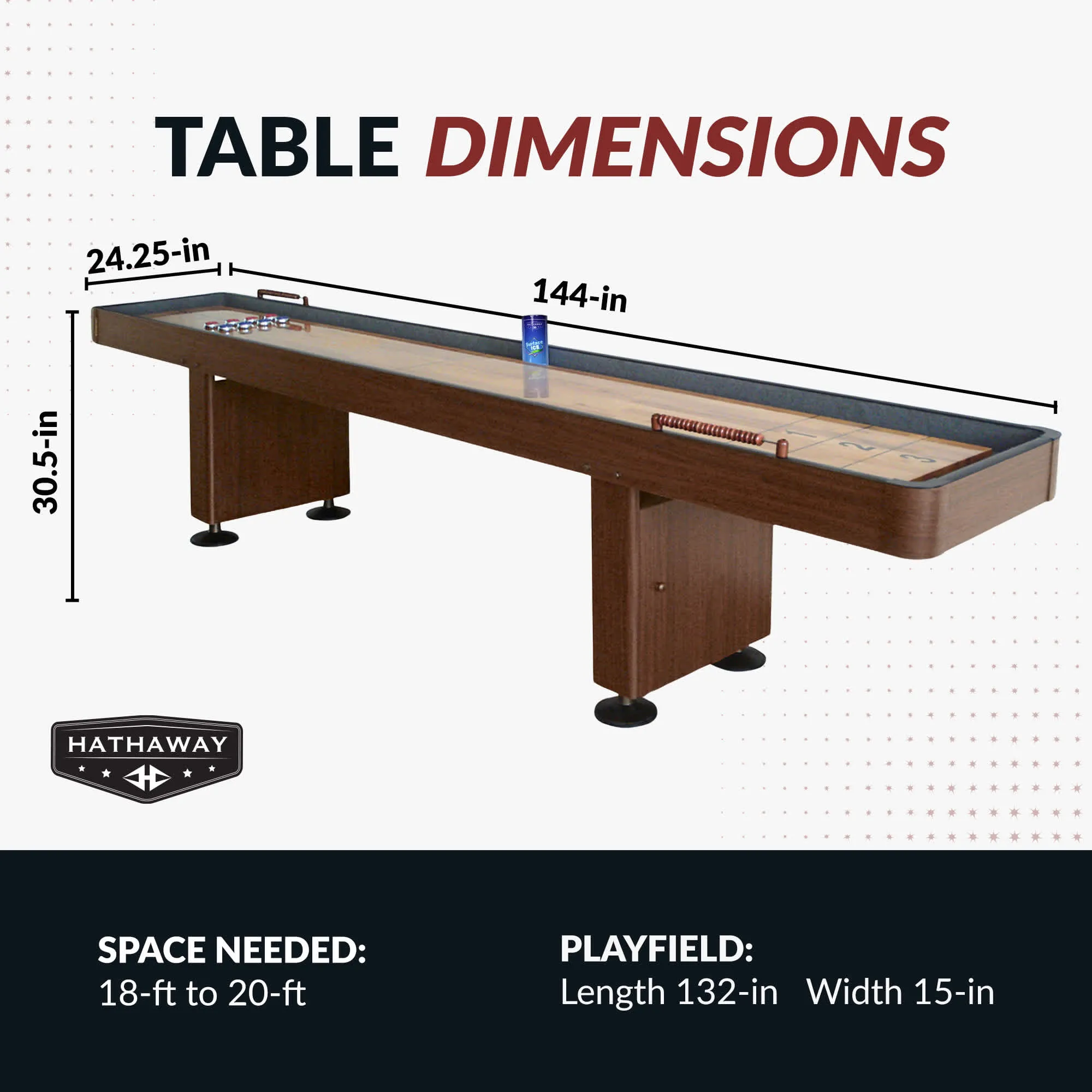 Challenger Shuffleboard Table - Walnut Finish