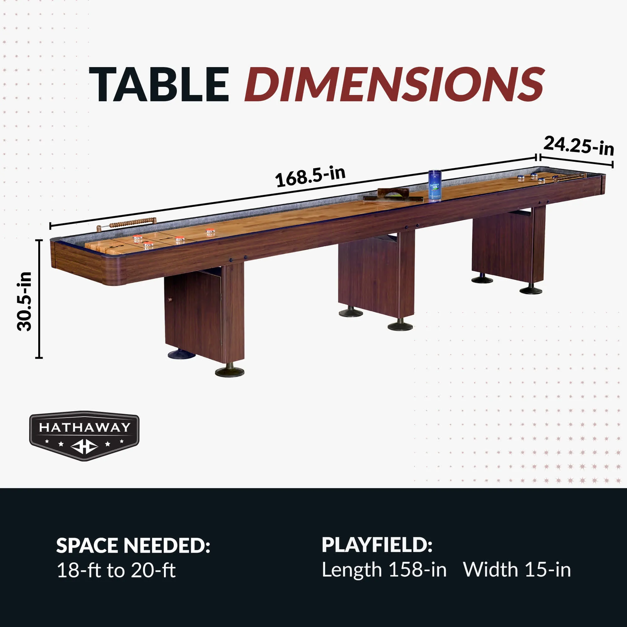 Challenger Shuffleboard Table - Walnut Finish