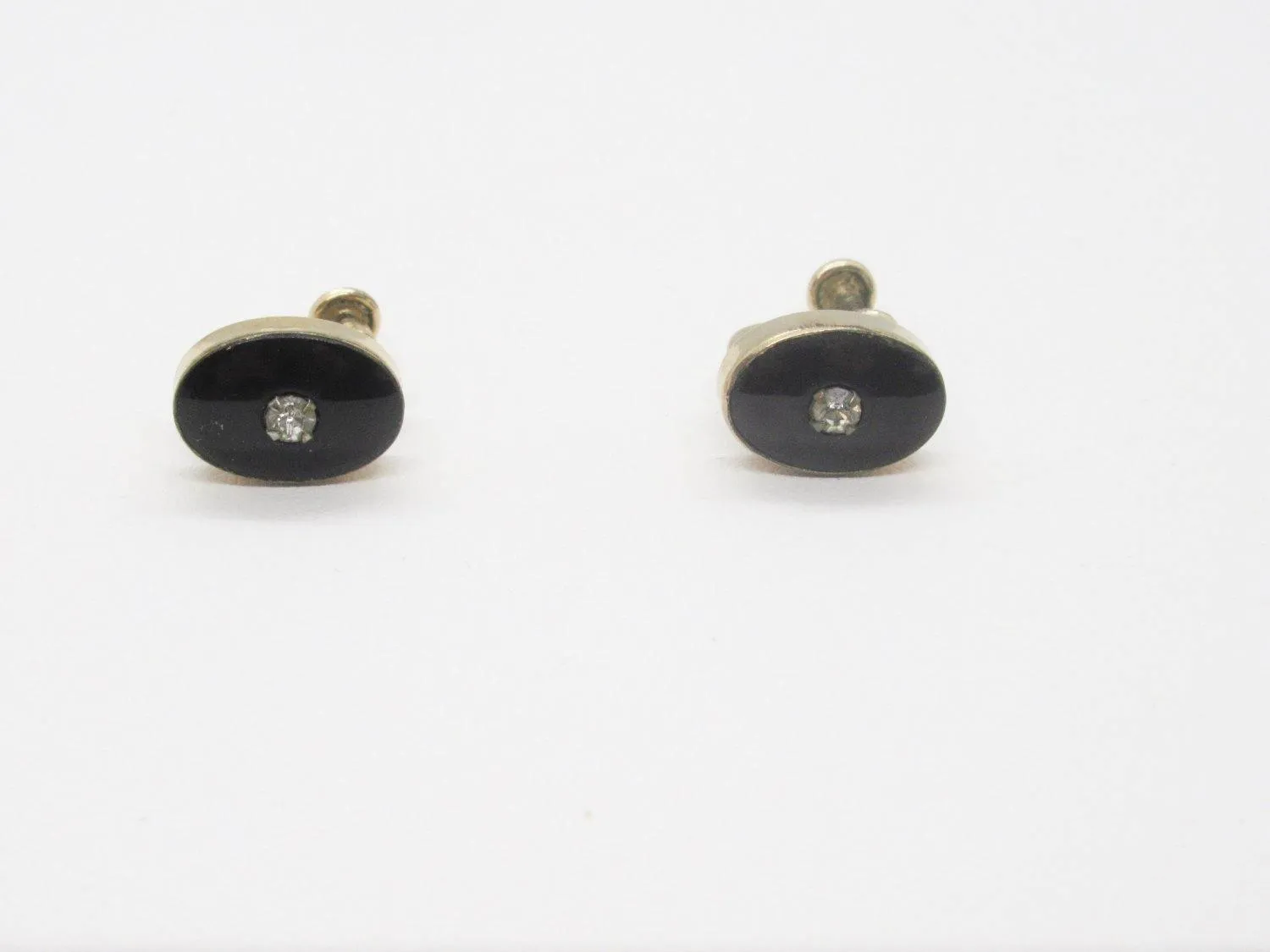 Classic Vintage Van Dell Earrings in Black with Sparkle