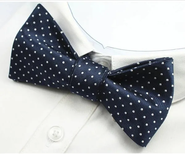 Classy Men Blue Dotted Silk Self-Tie Bow Tie