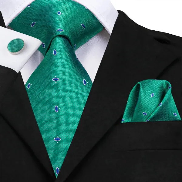 Classy Men Green Dotted Novelty Silk Tie