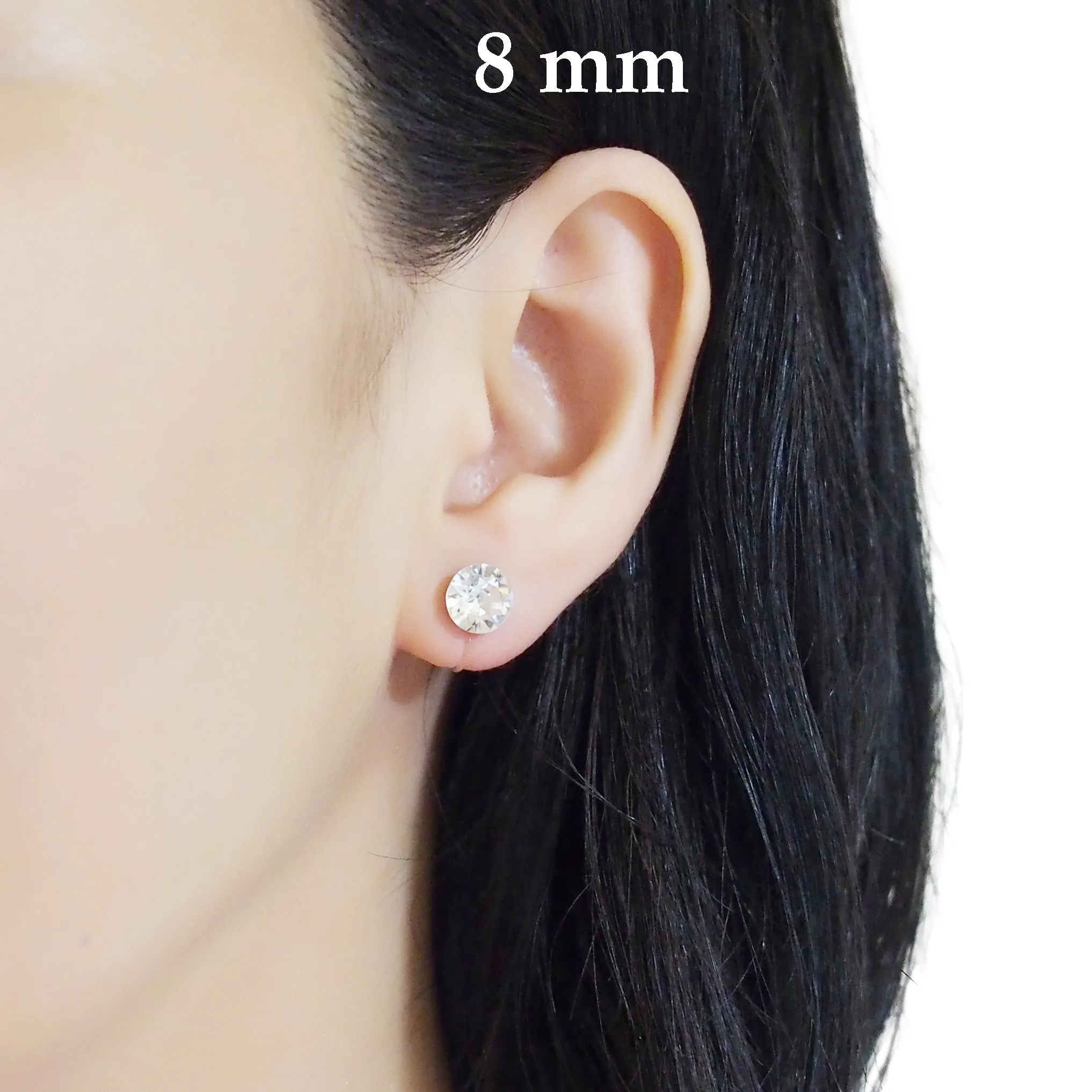 Clear Swarovski Crystal Screw-Back Invisible Clip On Stud Earrings