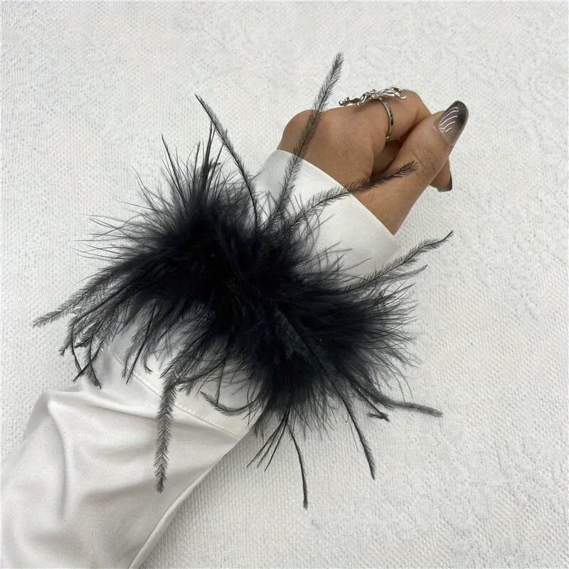 Colorful Faux Feather Wrist Cuffs for Halloween Cosplay Parties