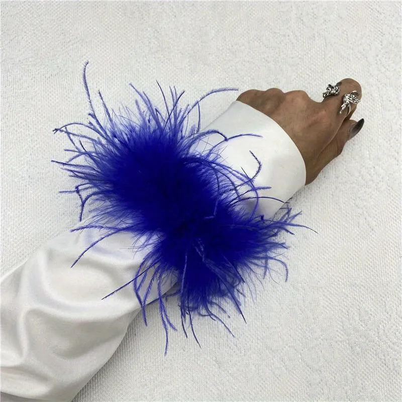 Colorful Faux Feather Wrist Cuffs for Halloween Cosplay Parties