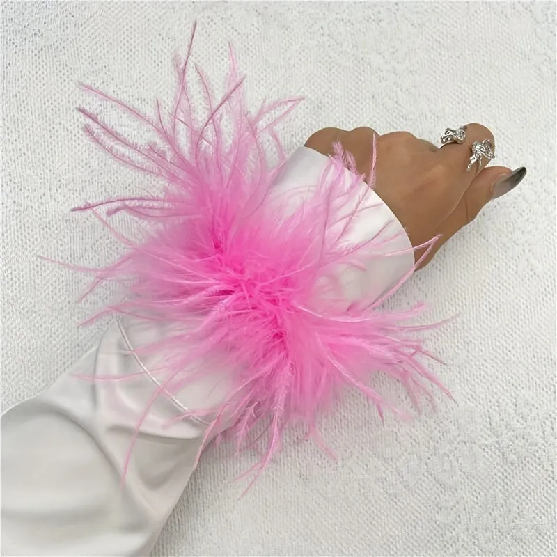 Colorful Faux Feather Wrist Cuffs for Halloween Cosplay Parties