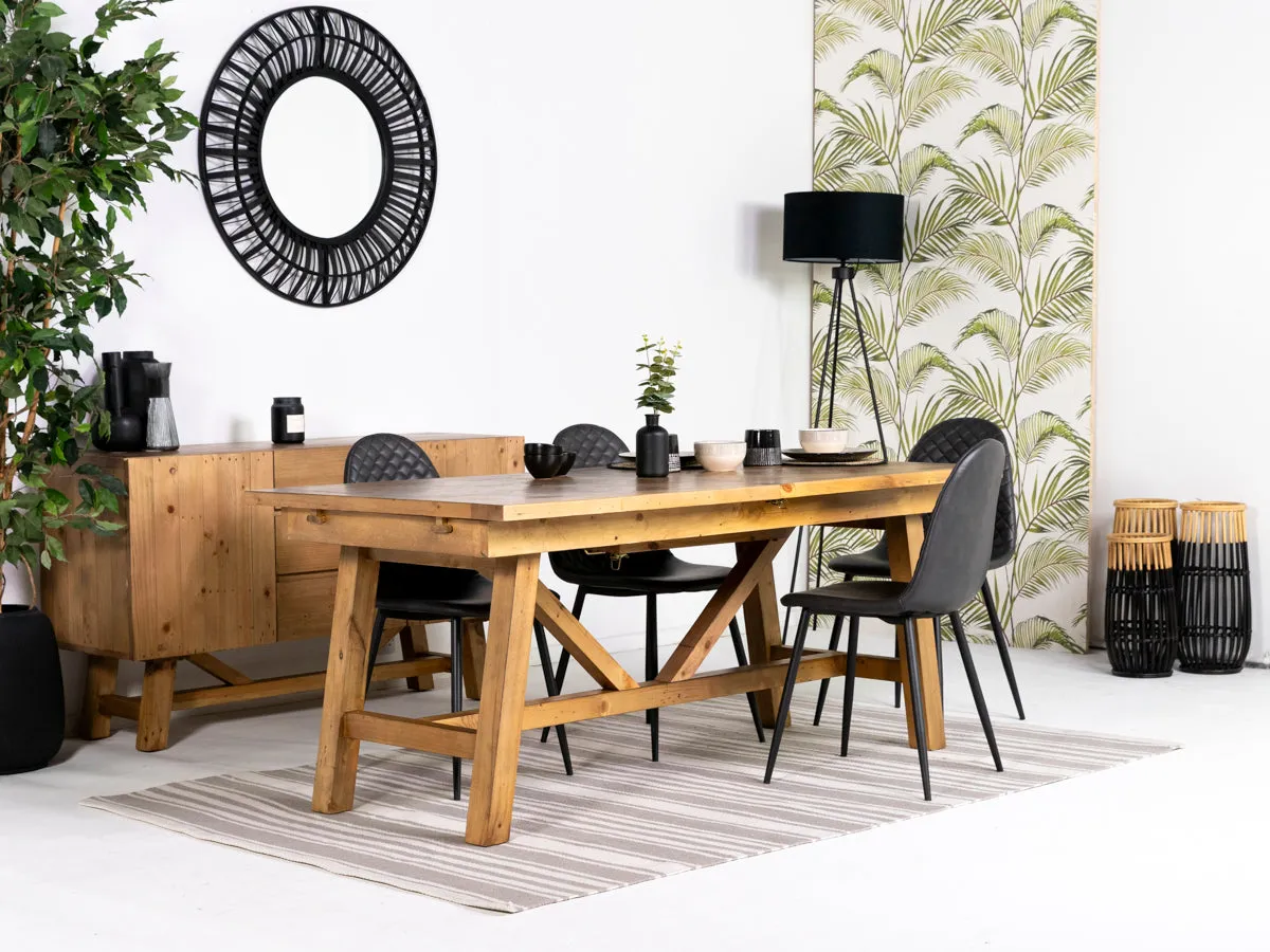 Como Extendable Dining Table (140cm - 180cm) & Grey Dallas Dining Chairs