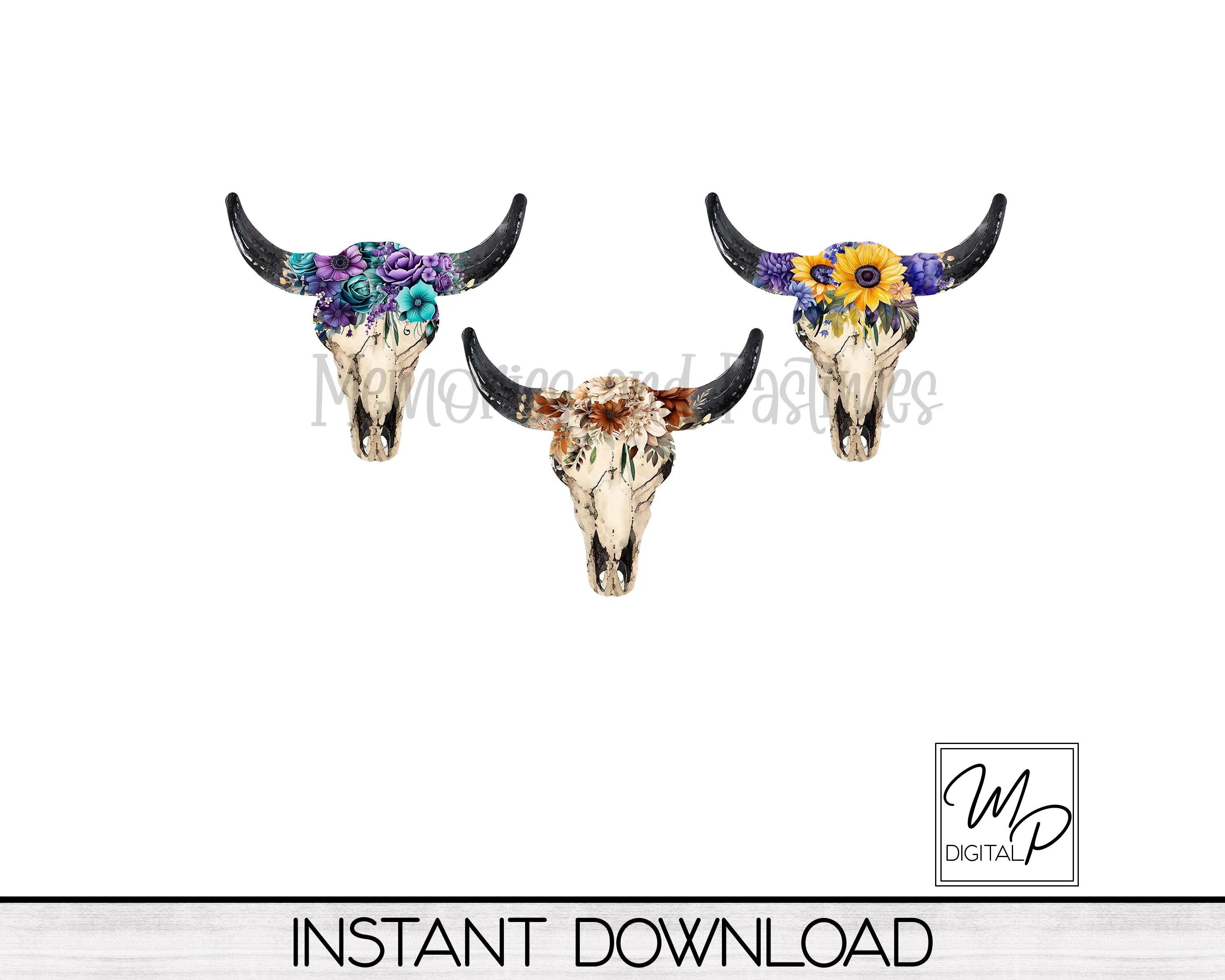 Cow Skull PNG Designs for Sublimation of Earrings, Digital Download