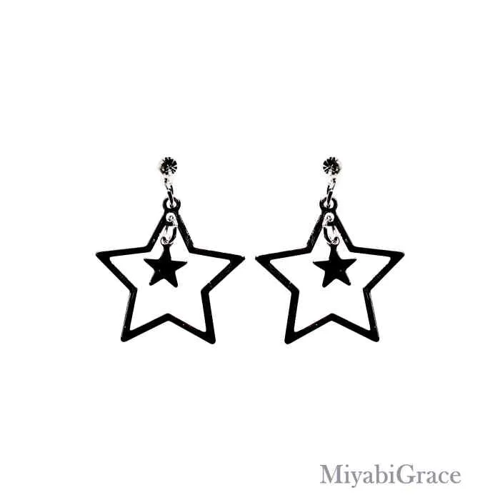 Dangle  Double Star Invisible Clip On Earrings