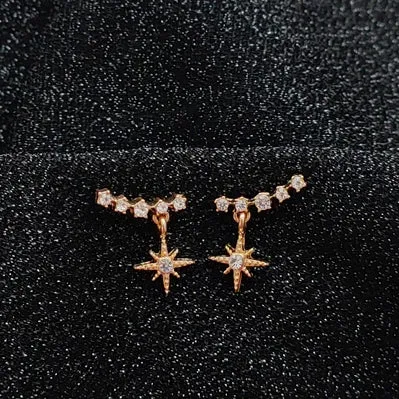 Dangle Shooting Star Crystal Rhinestone Invisible Clip On Stud Earrings