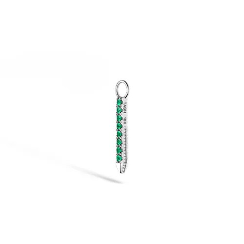 Diamond and Emerald Eternity Bar Charm by Maria Tash in 18K White Gold