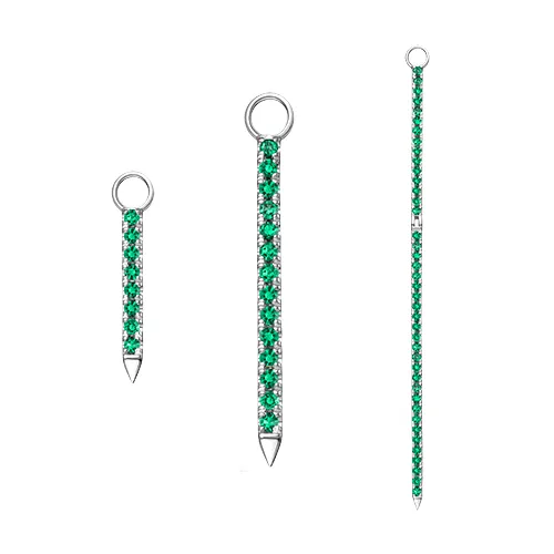 Diamond and Emerald Eternity Bar Charm by Maria Tash in 18K White Gold