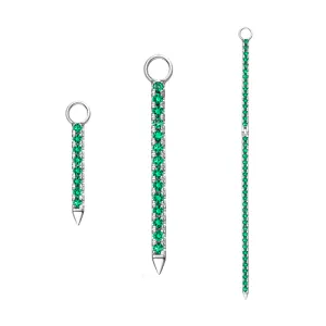 Diamond and Emerald Eternity Bar Charm by Maria Tash in 18K White Gold