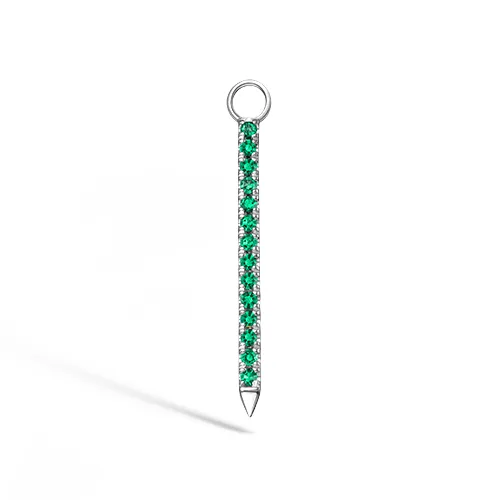 Diamond and Emerald Eternity Bar Charm by Maria Tash in 18K White Gold