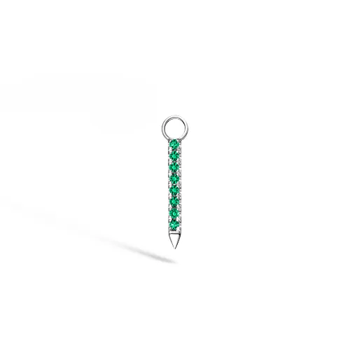 Diamond and Emerald Eternity Bar Charm by Maria Tash in 18K White Gold