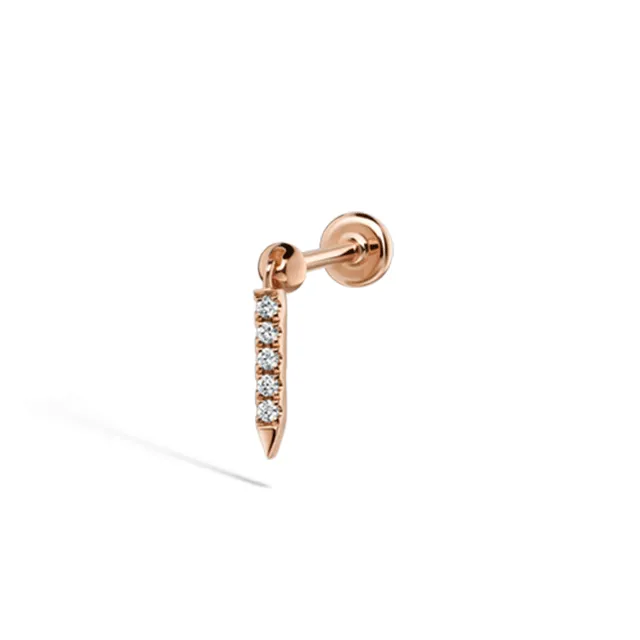 Diamond Eternity Bar Threaded Charm Earring by Maria Tash in 14K Rose Gold.