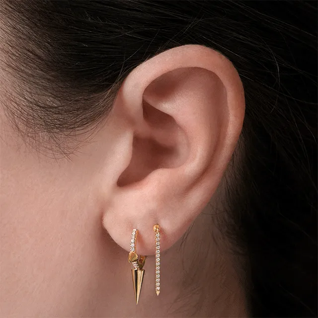 Diamond Eternity Bar Threaded Charm Earring by Maria Tash in 14K Rose Gold.