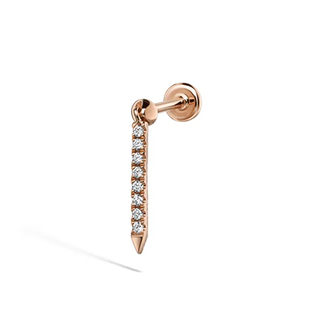 Diamond Eternity Bar Threaded Charm Earring by Maria Tash in 14K Rose Gold.