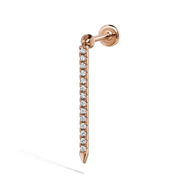 Diamond Eternity Bar Threaded Charm Earring by Maria Tash in 14K Rose Gold.