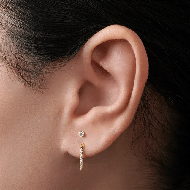 Diamond Eternity Bar Threaded Charm Earring by Maria Tash in 14K Rose Gold.