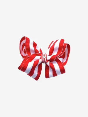 Dotty Daydreams Girls Red Stripe Bow Hairclip